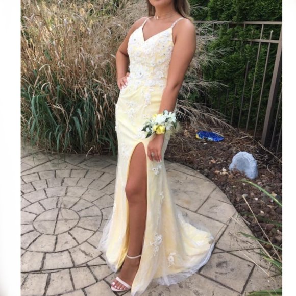 rachel allan yellow prom dress